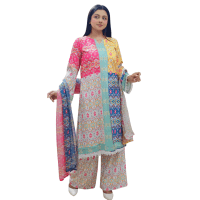 Organza Cotton Digital Print 3 Piece Set